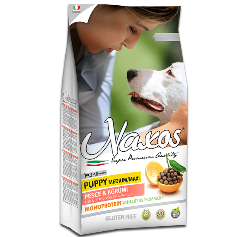 Naxos Puppy Medium/Maxi Ryba Karma Bezglutenowa i Monobiałkowa dla psów ras średnich i dużych 12kg