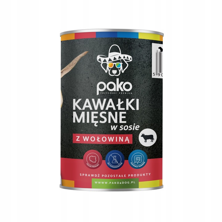PAKO mokra karma dla psa kawałki w sosie wołowina 12x415g - obrazek 2