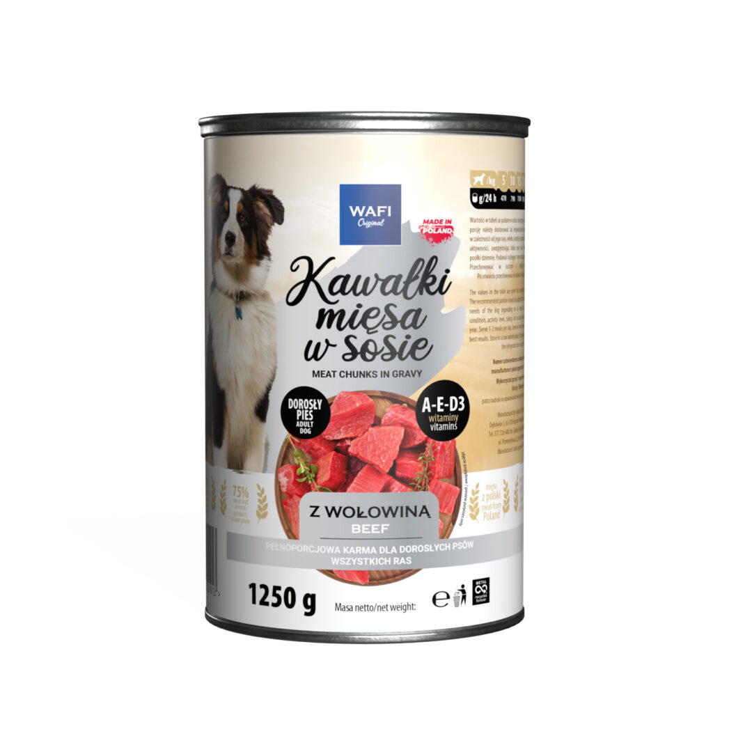WAFI puszka kawałki mięsne dla psa z wołowiną 1250g