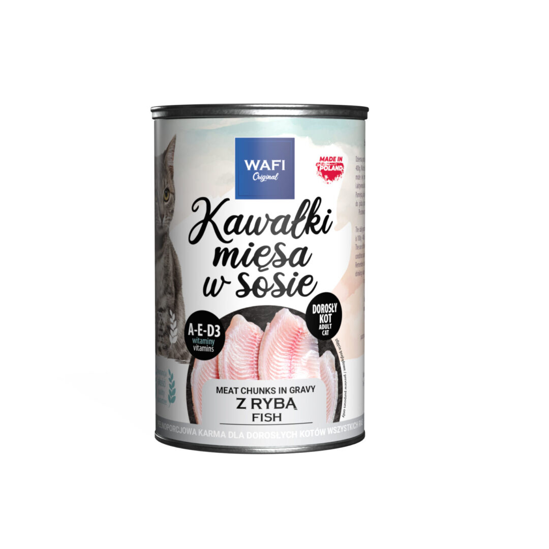 WAFI puszka kawałki mięsne dla kota z rybą 415g