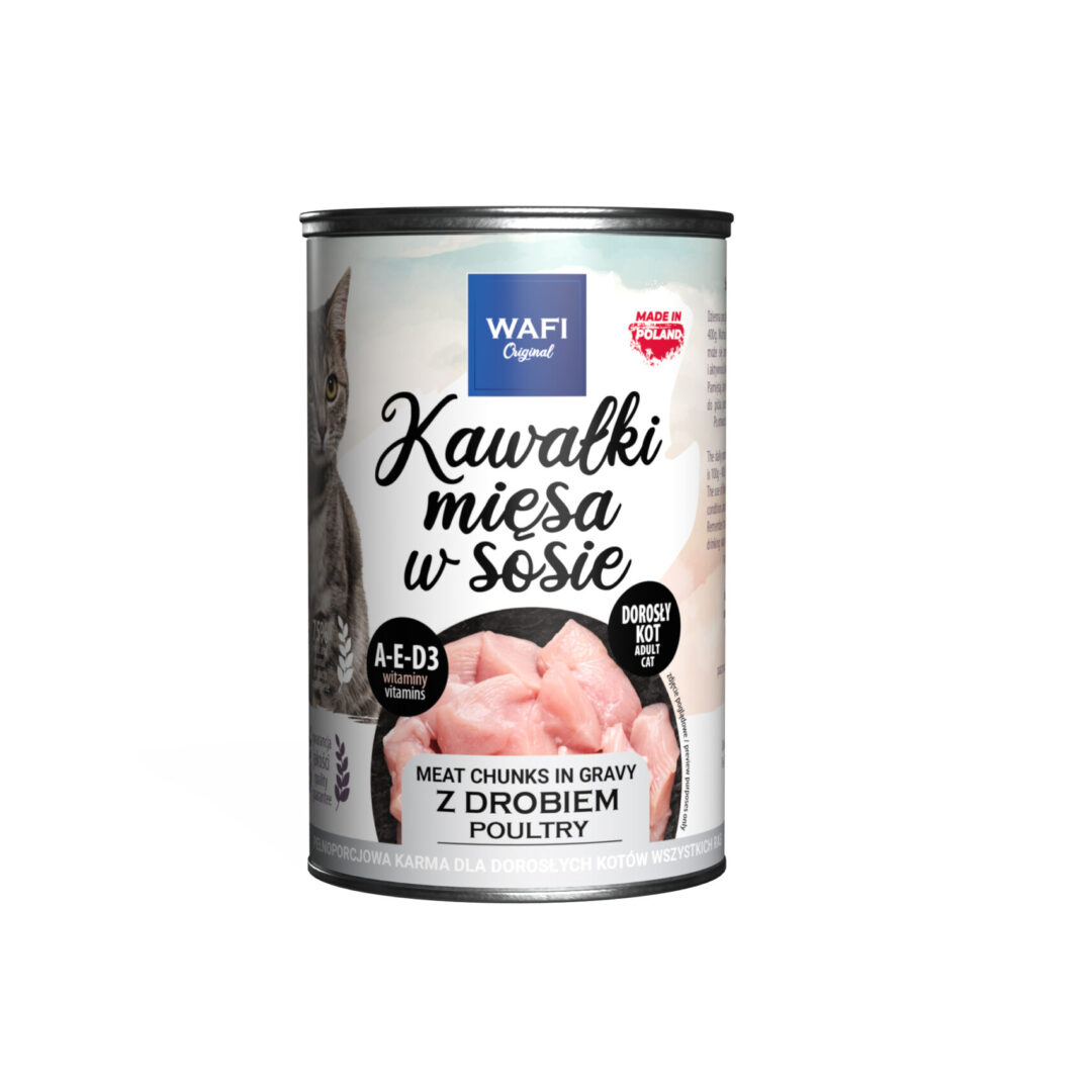 WAFI puszka kawałki mięsne dla kota z drobiem 415g